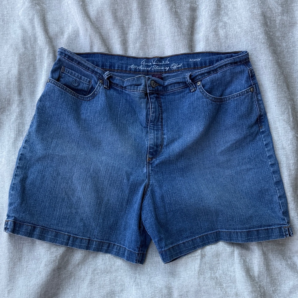 Gloria Vanderbilt Dark Blue Denim Amanda Women's Shorts All Around Slimming 16
